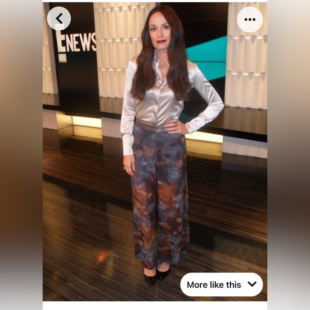 H&m high waist wide leg flowy floral see through pants with shorts​